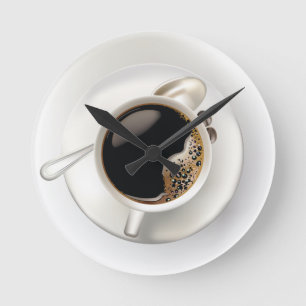 Koffie-tijdwandklok Ronde Klok