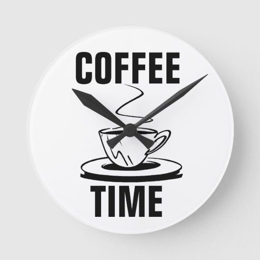 KOFFIE TIME RETRO WALL CLOCK RONDE KLOK (Voorkant)