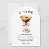 Koffie Tini One Bow Espresso Martini Baby shower Kaart (Voorkant)