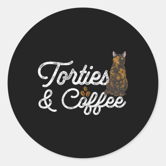 Koffie Tortoiseshell Kat Tortie Ronde Sticker (Voorkant)
