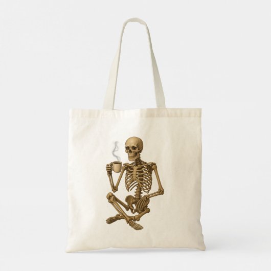 Koffie tot de dood - Skeleton Coffee Time Tote Bag (Achterkant)