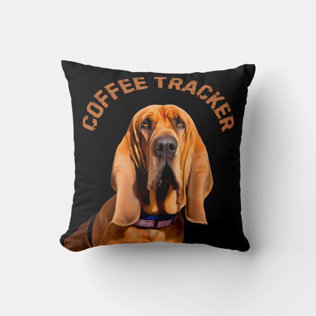 Koffie Tracker Hound Dog Kussen (Voorkant)