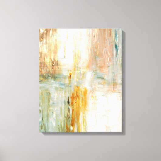 'Koffie' Turquoise en Abstracte kunstschildering v Canvas Afdruk (Voorkant)