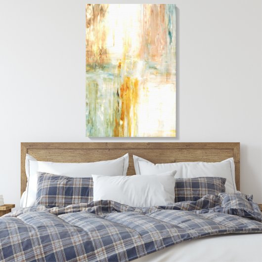 'Koffie' Turquoise en Abstracte kunstschildering v Canvas Afdruk (Insitu (Slaapkamer))