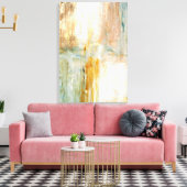 'Koffie' Turquoise en Abstracte kunstschildering v Canvas Afdruk (Insitu (Woonkamer))