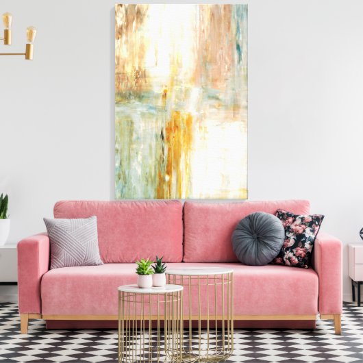 'Koffie' Turquoise en Abstracte kunstschildering v Canvas Afdruk (Insitu (Woonkamer))