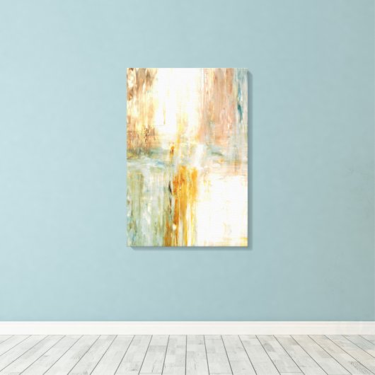 'Koffie' Turquoise en Abstracte kunstschildering v Canvas Afdruk (Insitu (Houten vloer))