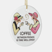 Koffie tussen vrienden keramisch ornament (Rechts)