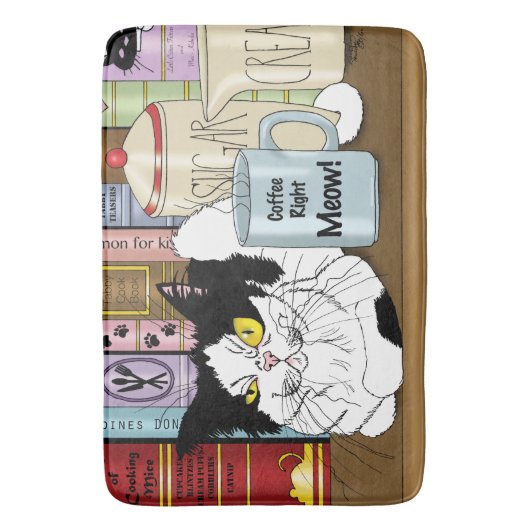 Koffie Tuxedo Kat Grappig Badmat (Voorkant Verticaal)