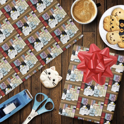 Koffie Tuxedo Kat Grappig Cadeaupapier