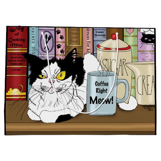 Koffie Tuxedo Kat Grappig Large Cadeautasje (Achterkant)