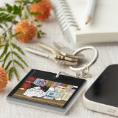 Koffie Tuxedo Kat Grappig Sleutelhanger (Voorkant Rechts)