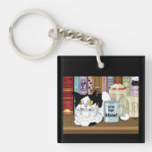 Koffie Tuxedo Kat Grappig Sleutelhanger (Voorkant)