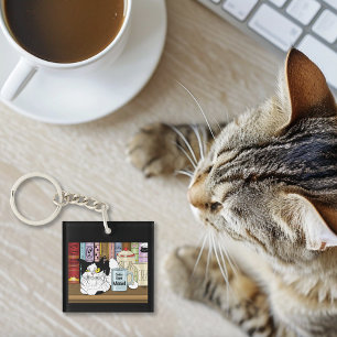 Koffie Tuxedo Kat Grappig Sleutelhanger