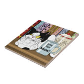 Koffie Tuxedo Kat Grappig Tegeltje (Zijkant)