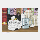 Koffie Tuxedo Kat Grappig Theedoek (Horizontaal)