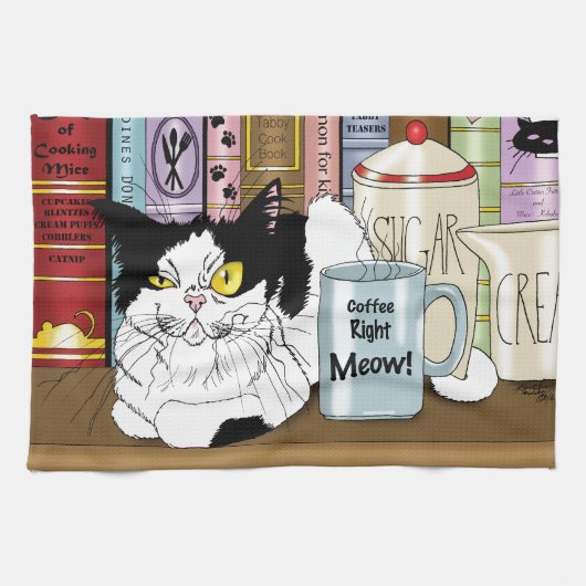 Koffie Tuxedo Kat Grappig Theedoek (Horizontaal)