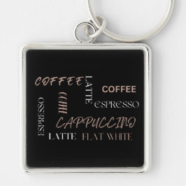 Koffie Typografie Moderne Barista Stijl Koffiecade Sleutelhanger