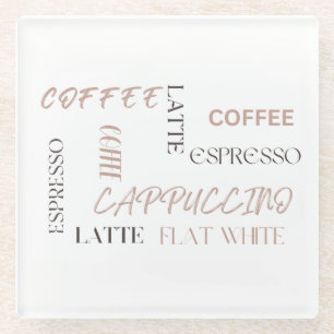 Koffie Typografie Moderne Café Stijl Koffieliefheb Glazen Onderzetter