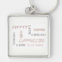Koffie Typografie Moderne Café Stijl Koffieliefheb Sleutelhanger