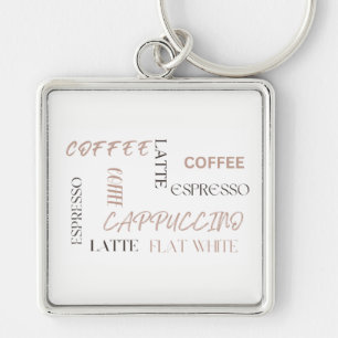 Koffie Typografie Moderne Café Stijl Koffieliefheb Sleutelhanger