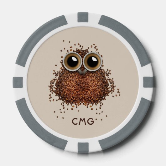 Koffie Uil aangepaste monogram poker chips (Voorkant)