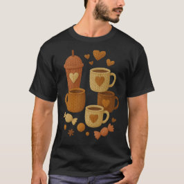 Koffie Valentijnsdag Liefde Gebreide Harten Knuffe T-shirt