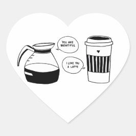 Koffie Valentijnse liefde Hart Sticker