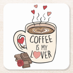 Koffie-Valentijnse   Valentijn Cadeau   Valentijns Kartonnen Onderzetters