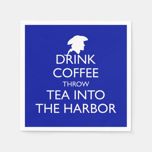 KOFFIE VAN DE DRINK IN DE HARBOR, blauw Servet (Voorkant)