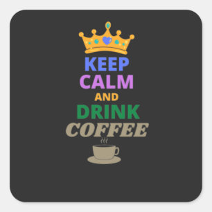 KOFFIE VAN DE HOOGTE EN VAN DE DRINK VIERKANTE STICKER