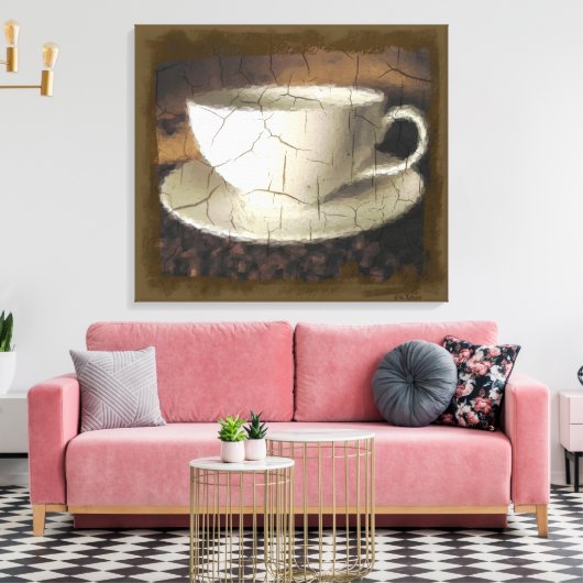 Koffie van Oud Canvas Afdruk (Insitu (Woonkamer))