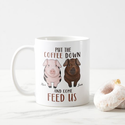 Koffie - Varken - Gepersonaliseerde insect Koffiemok (Met donut)