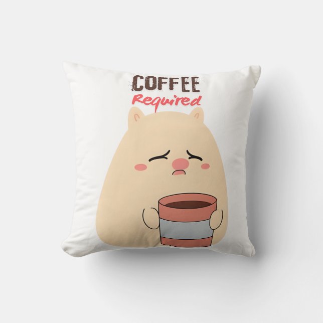 Koffie vereist – Schattige Doodle Design Kussen (Voorkant)