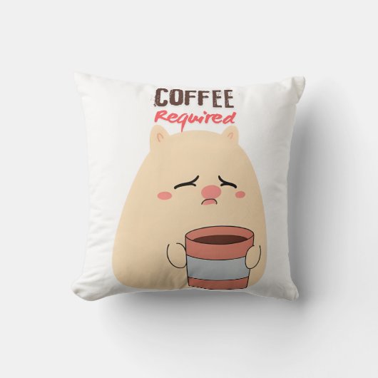 Koffie vereist – Schattige Doodle Design Kussen (Voorkant)