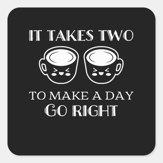 Koffie vermoeide cafeïne opstaan in de ochtend vierkante sticker (Voorkant)