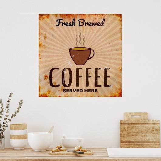Koffie, vers gekweekt poster (Keuken)
