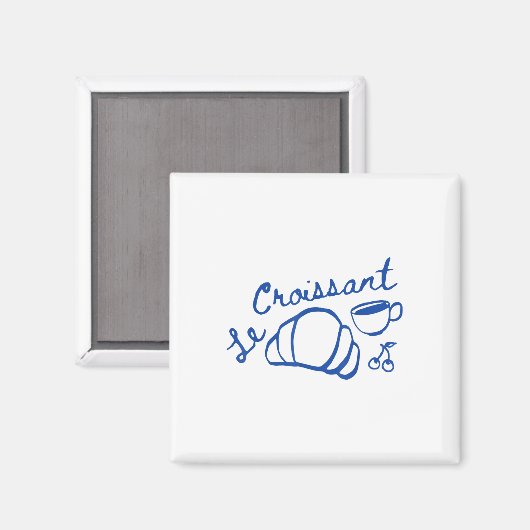 Koffie & versterker; Croissant Frans Retro Graphic Magneet (Voorkant / Achterkant)