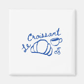 Koffie & versterker; Croissant Frans Retro Graphic Magneet (Voorkant)