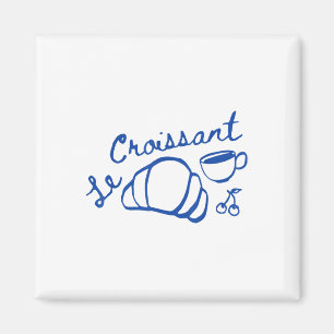 Koffie & versterker; Croissant Frans Retro Graphic Magneet