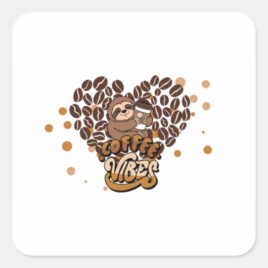 koffie vibes ontwerp vierkante sticker (Voorkant)