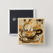 Koffie Vierkante Button 5,1 Cm (Voorkant /achterkant)