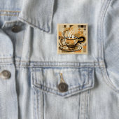 Koffie Vierkante Button 5,1 Cm (In situ)