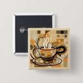 Koffie Vierkante Button 5,1 Cm (Voorkant /achterkant)