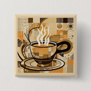 Koffie Vierkante Button 5,1 Cm