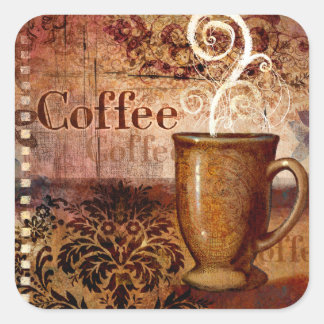 Koffie Vierkante Sticker