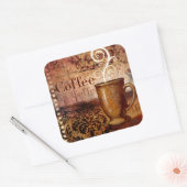 Koffie Vierkante Sticker (Envelop)