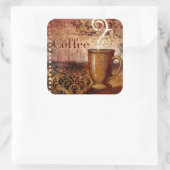 Koffie Vierkante Sticker (Tas)
