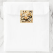 Koffie Vierkante Sticker (Tas)