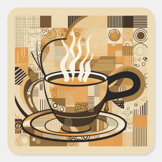 Koffie Vierkante Sticker (Voorkant)